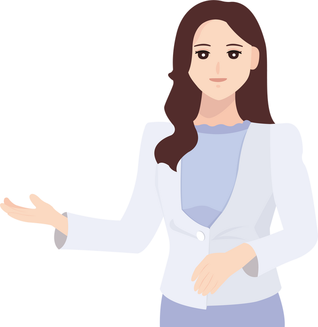 Elegant casual business women standing isolated illustration.